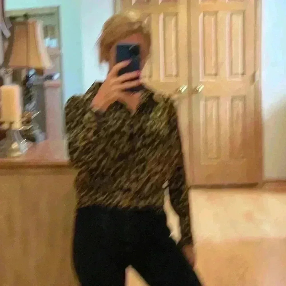 Halogen Hidden Button Animal Print Button Down Bl… - image 9